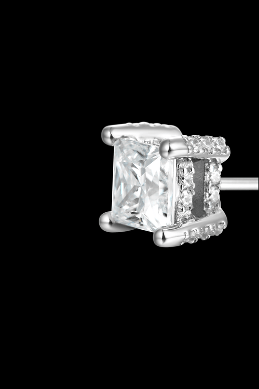 Orecchini 'square pavè' argento 925