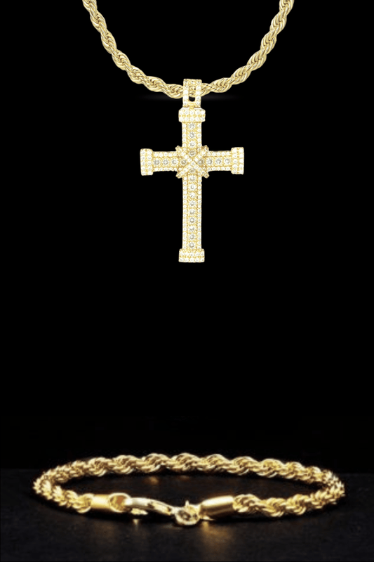 set collana Royal pavè + bracciale rope
