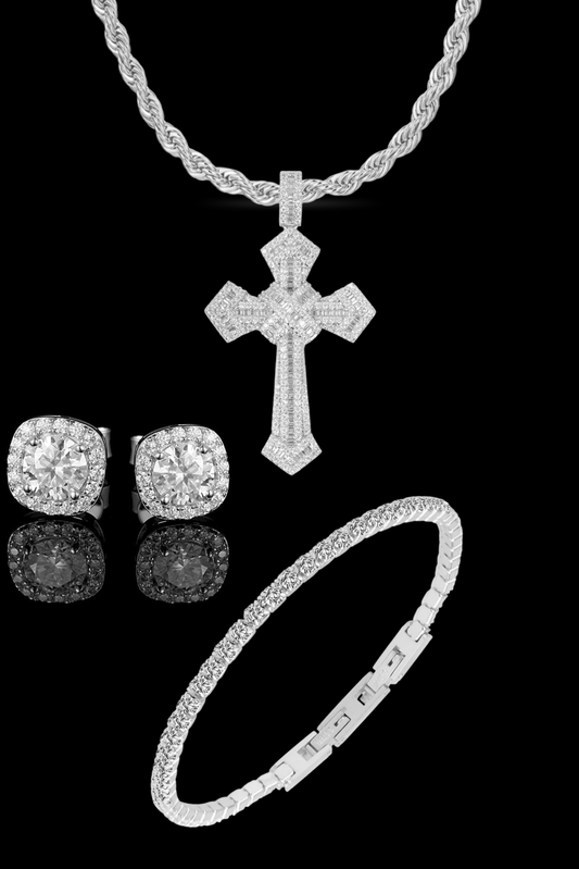 Set argento collana masterpiece + tennis + orecchini