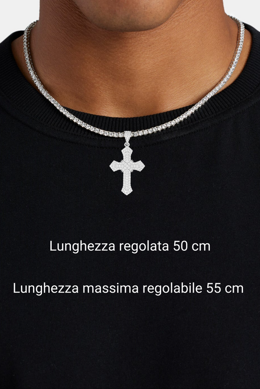 Collana cross tennis pavè regolabile