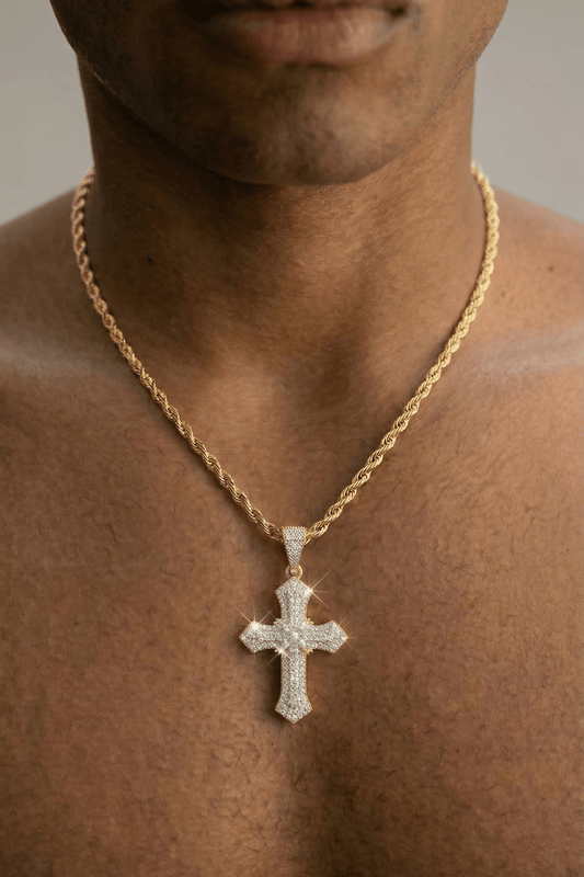 Collana cross pavè
