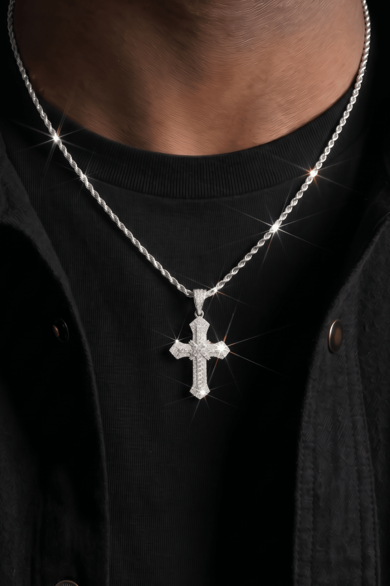 Collana cross pavè