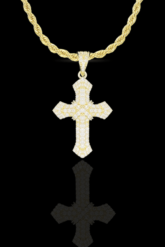 Collana cross pavè