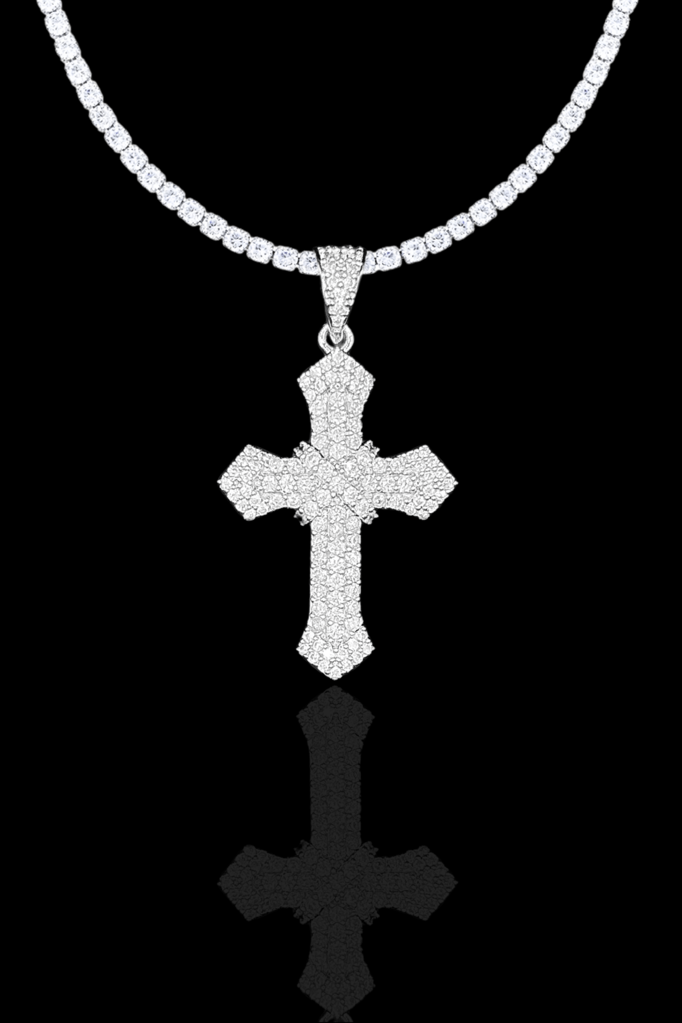 Collana cross tennis pavè regolabile
