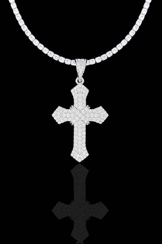 Collana cross tennis pavè regolabile