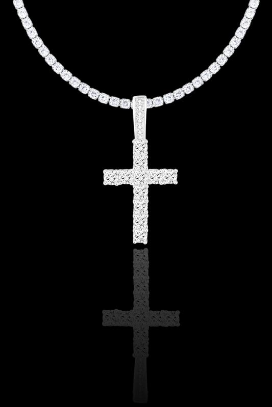 Collana 'luxury tennis cross' (con collana tennis luxury)