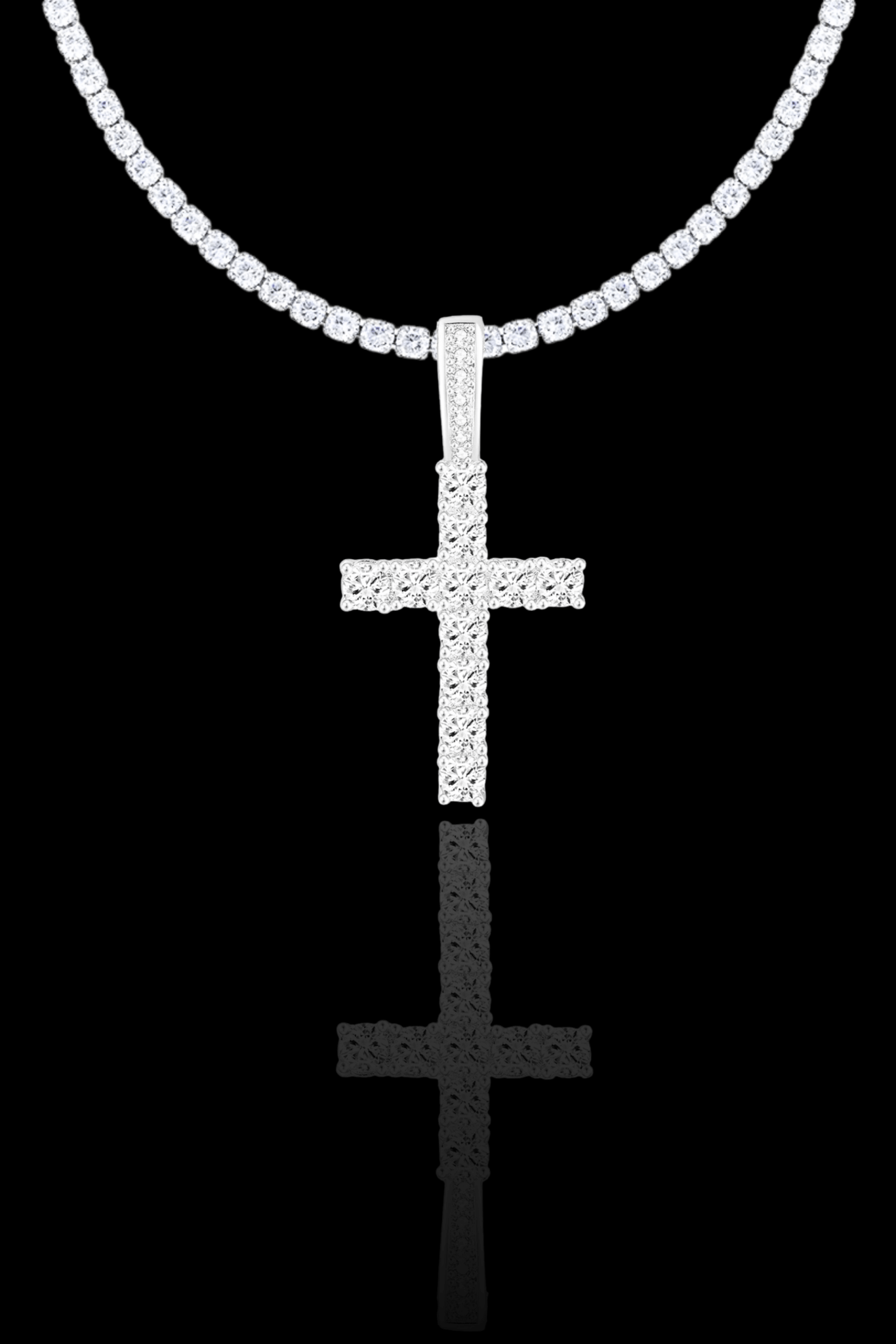Collana 'luxury tennis cross' con collana tennis regolabile.