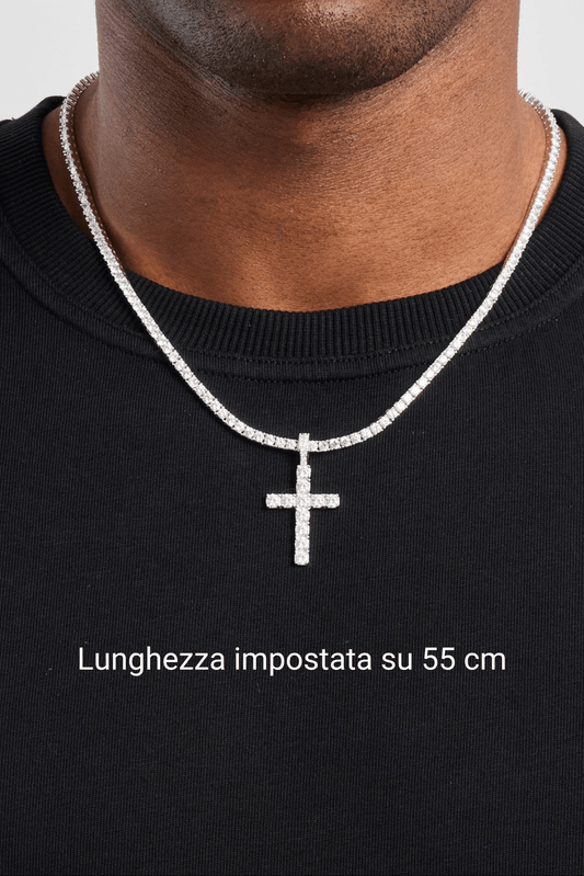 Collana 'luxury tennis cross' (con collana tennis luxury)