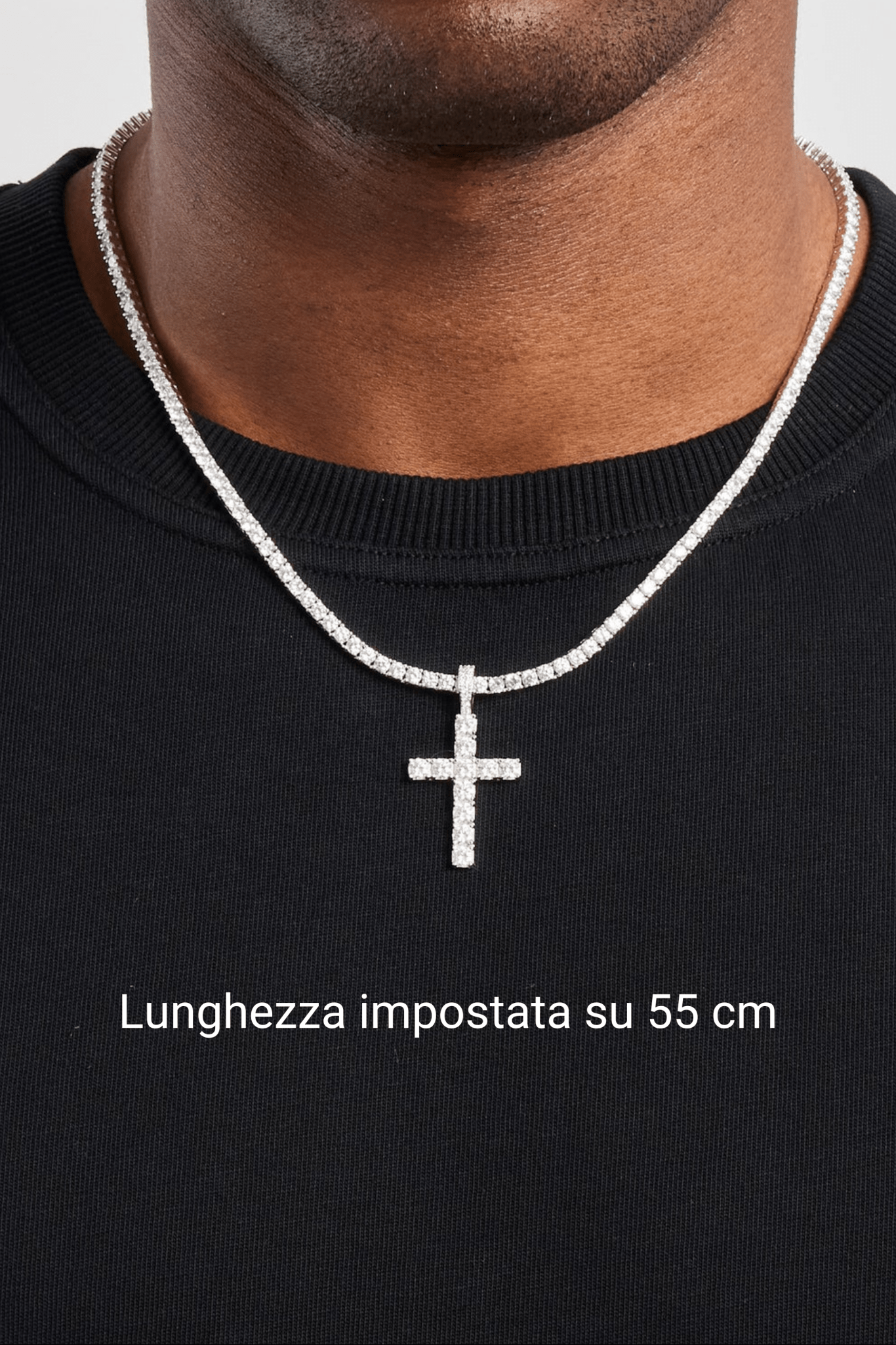 Collana 'luxury tennis cross' con collana tennis regolabile.