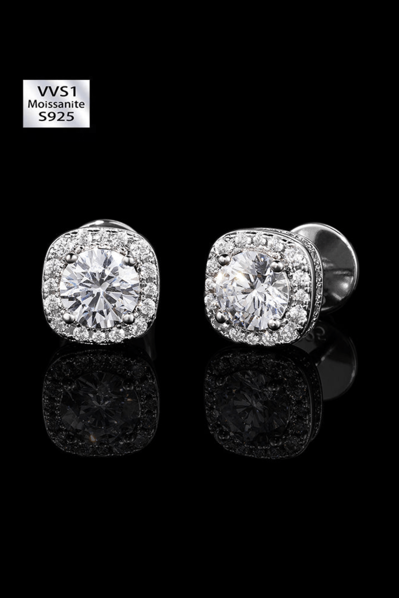 Orecchini square diamond moissanite