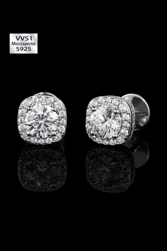 Orecchini square diamond moissanite