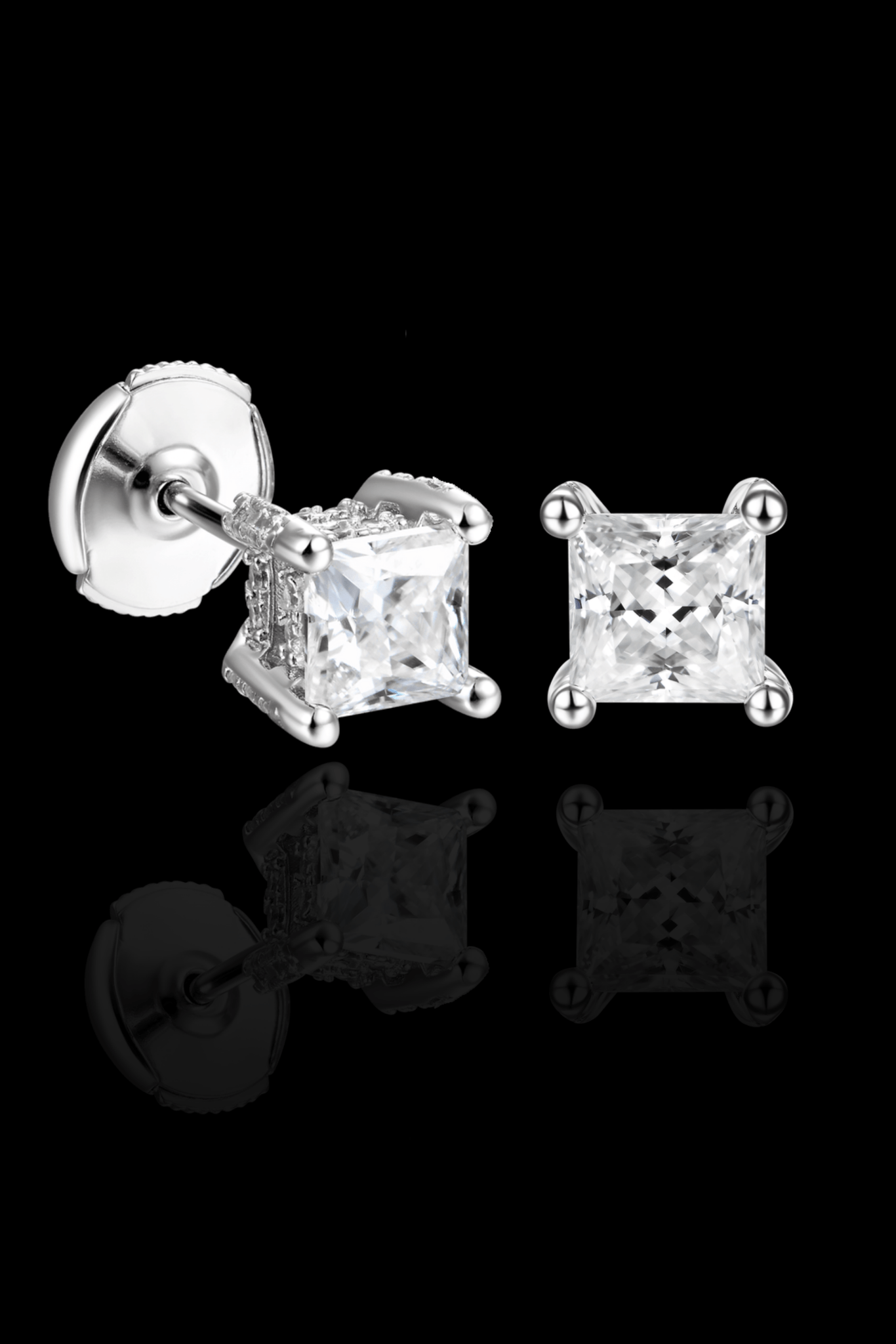 Orecchini 'square pavè' argento 925