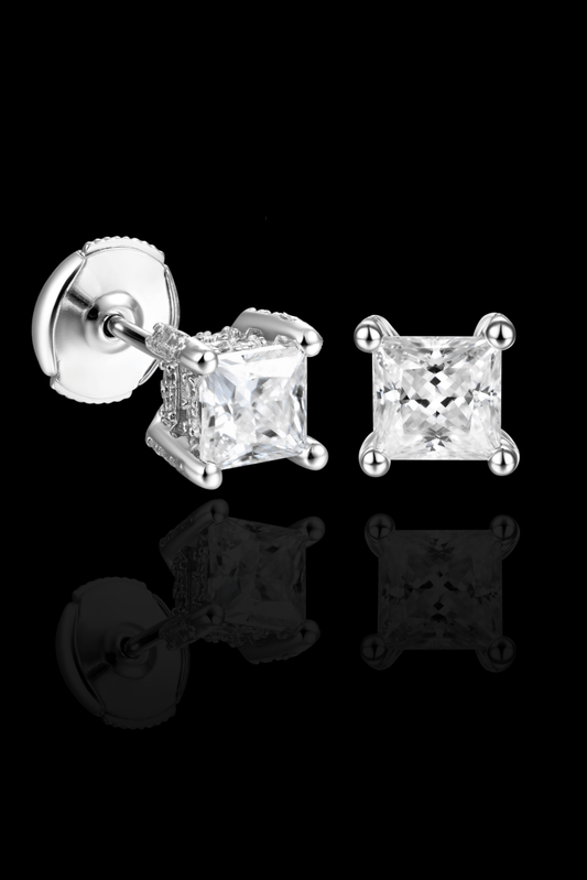 Orecchini 'square pavè' argento 925
