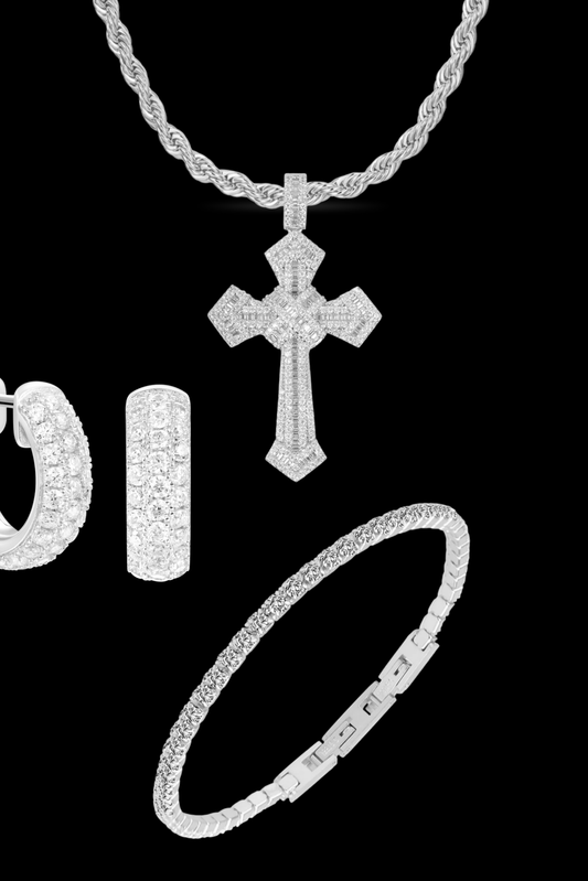 Set argento collana masterpiece + tennis + orecchini