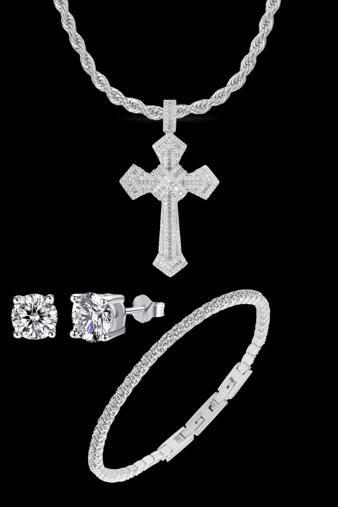 Set argento collana masterpiece + tennis + orecchini