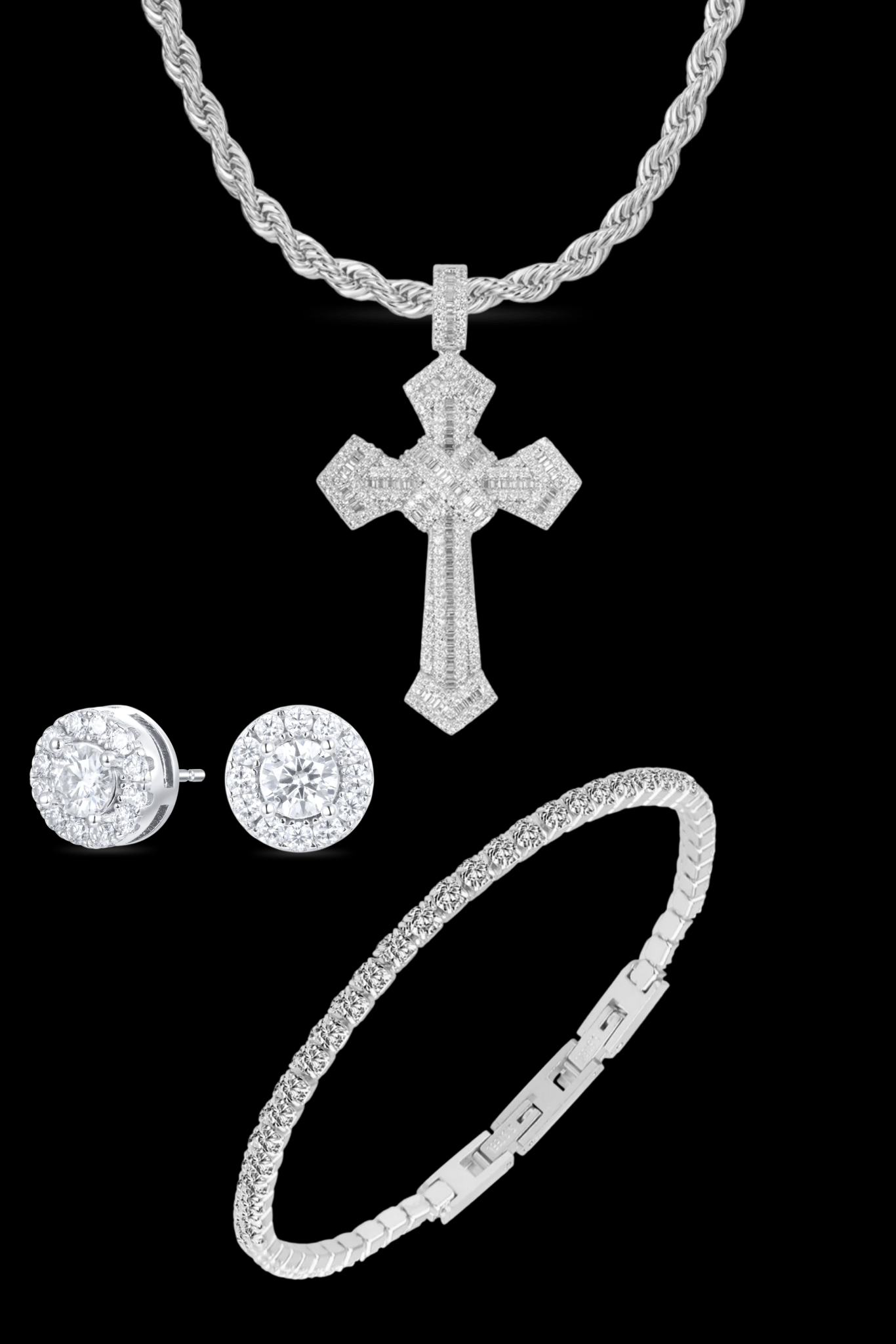 Set argento collana masterpiece + tennis + orecchini