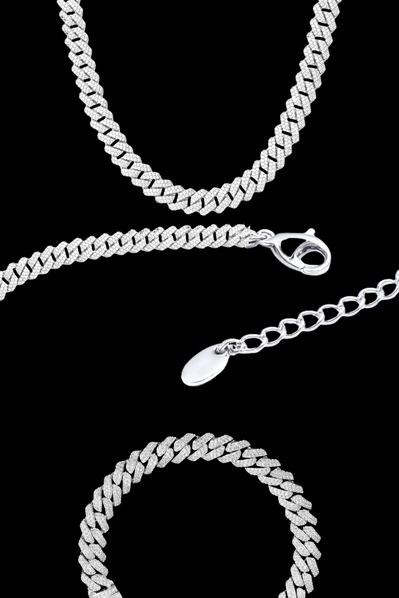 Set bracciale + collana cuban regolabili acciaio
