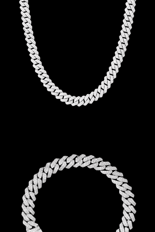 Set bracciale + collana cuban regolabili acciaio