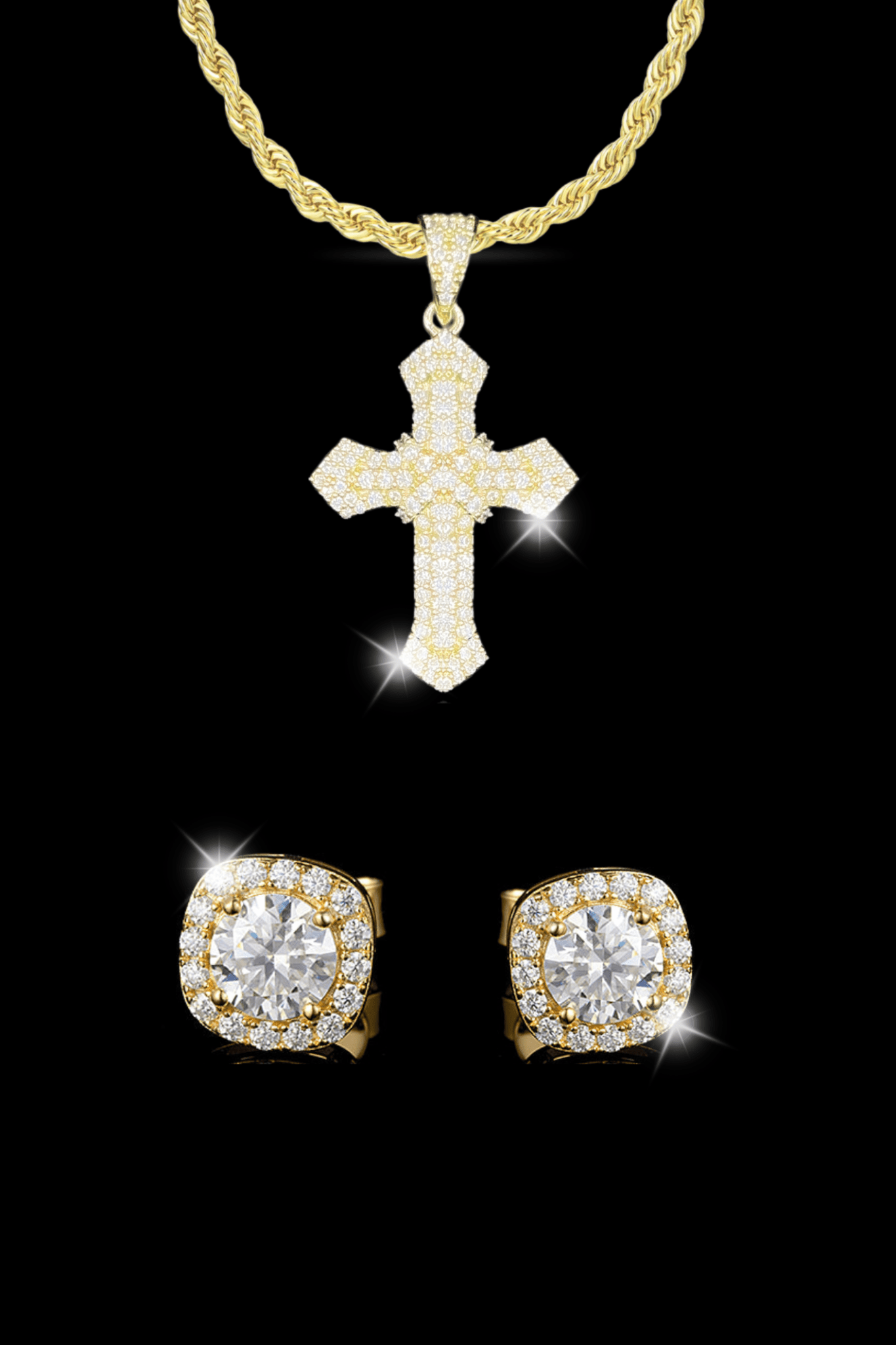 Set collana cross pave + orecchini