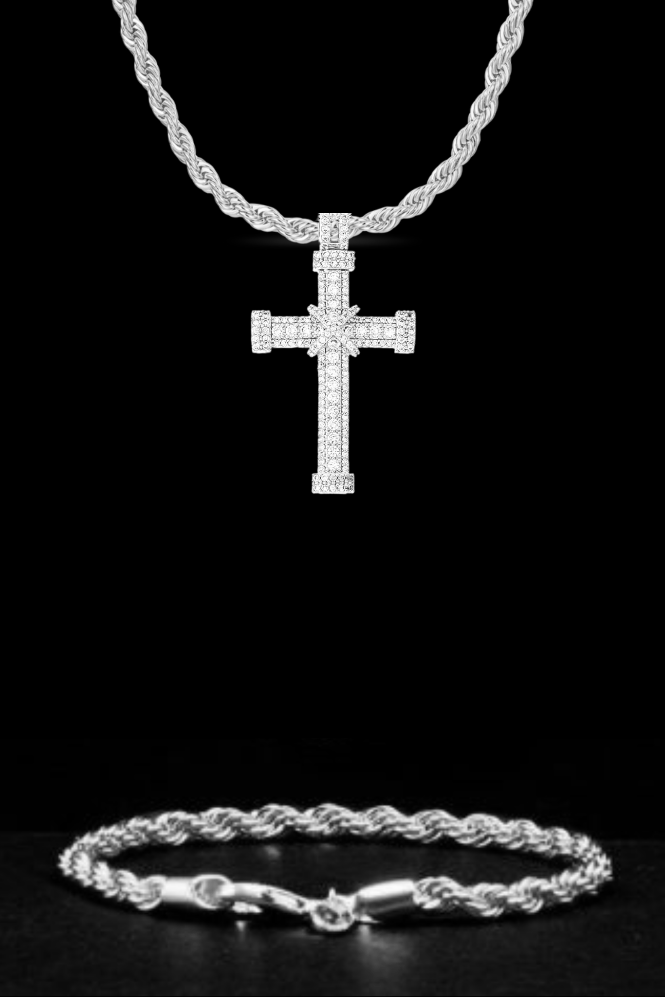 set collana Royal pavè + bracciale rope