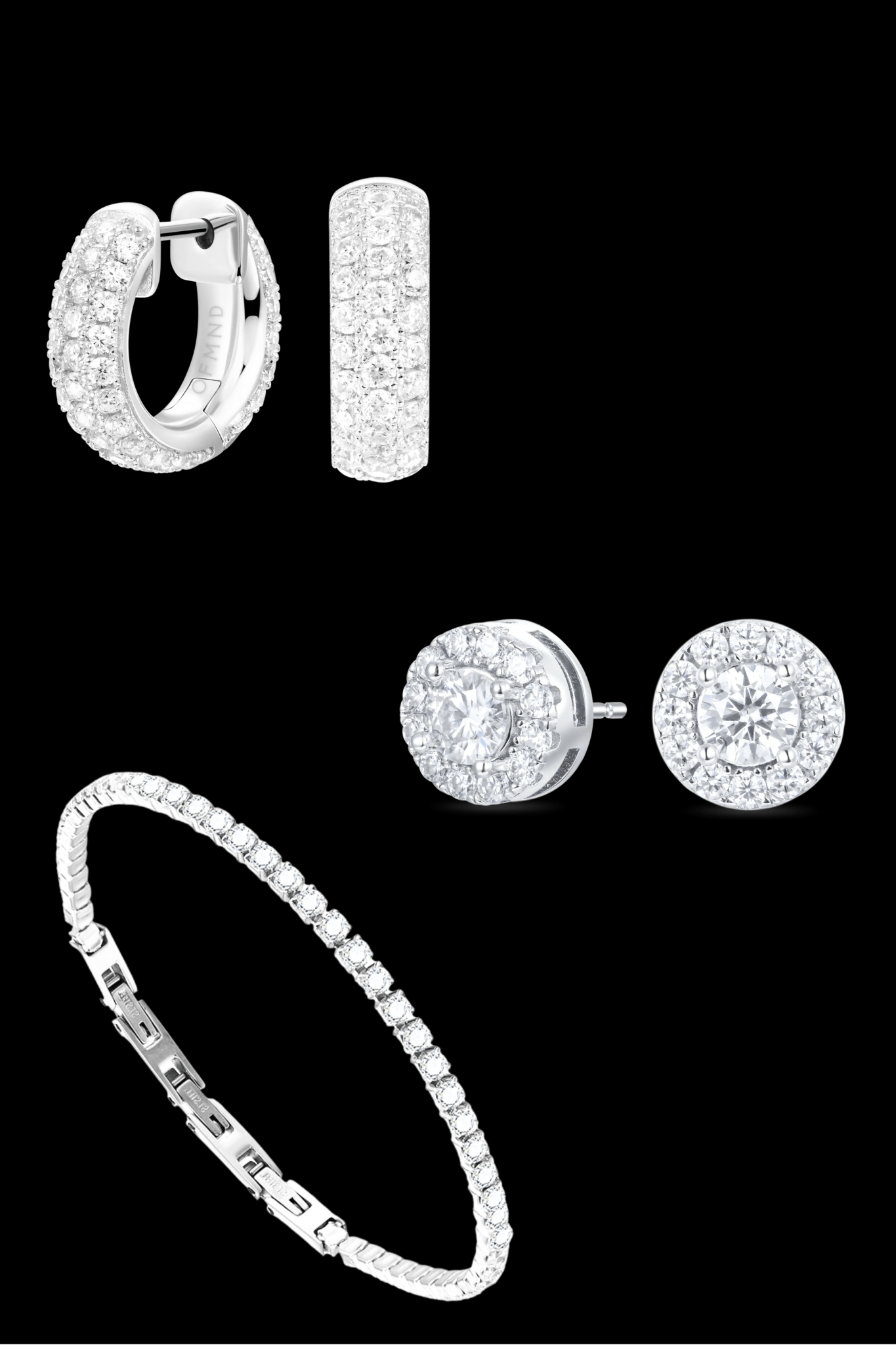 Set orecchini full pavè + sparkling + tennis regolabile