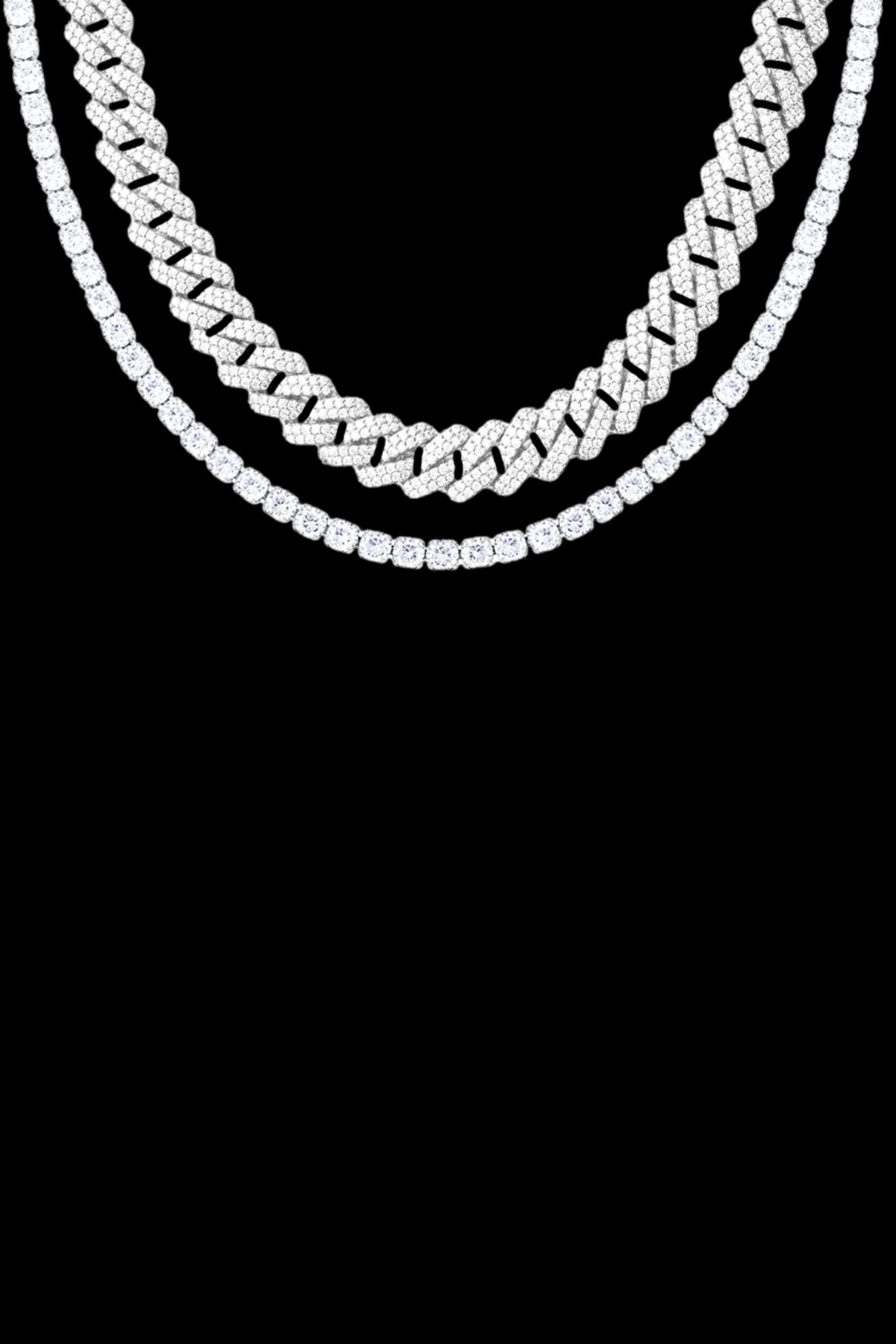 Set COLLANA CUBAN 10MM + COLLANA TENNIS