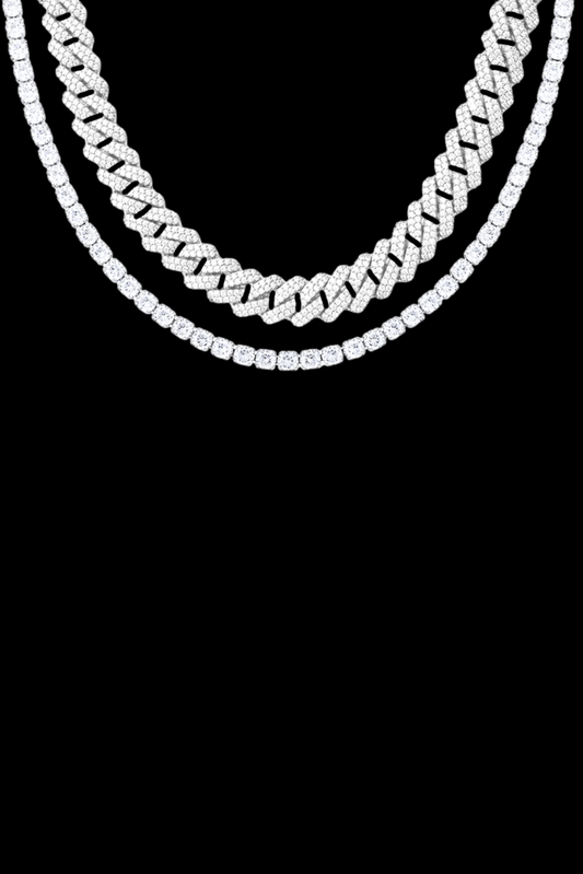 Set COLLANA CUBAN 10MM + COLLANA TENNIS