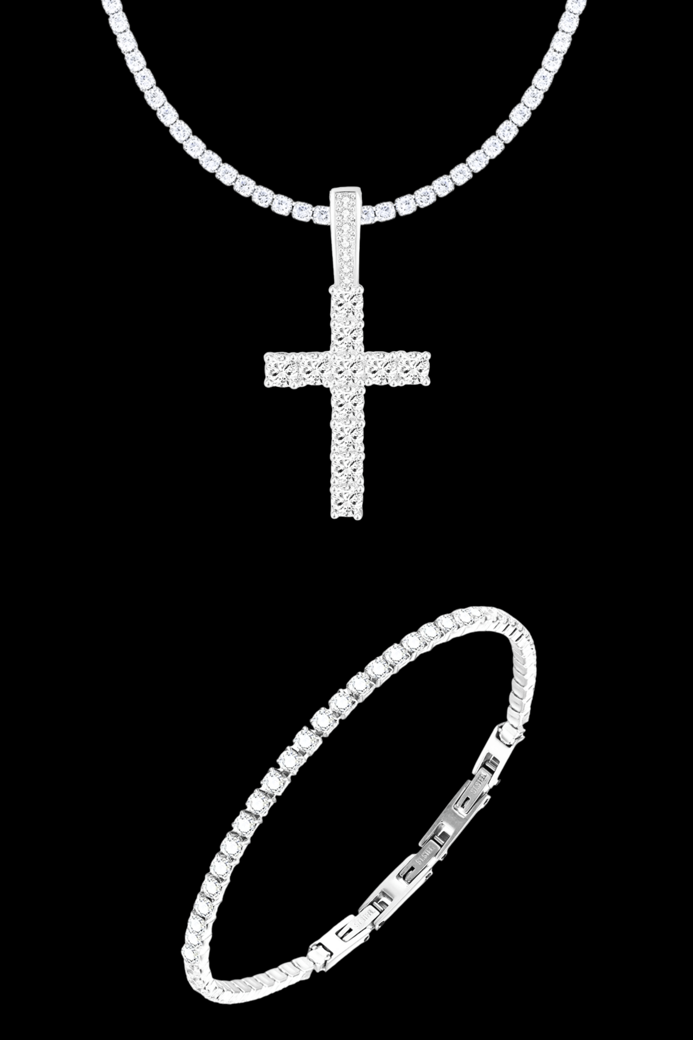 Set collana luxury tennis cross regolabile + tennis regolabile