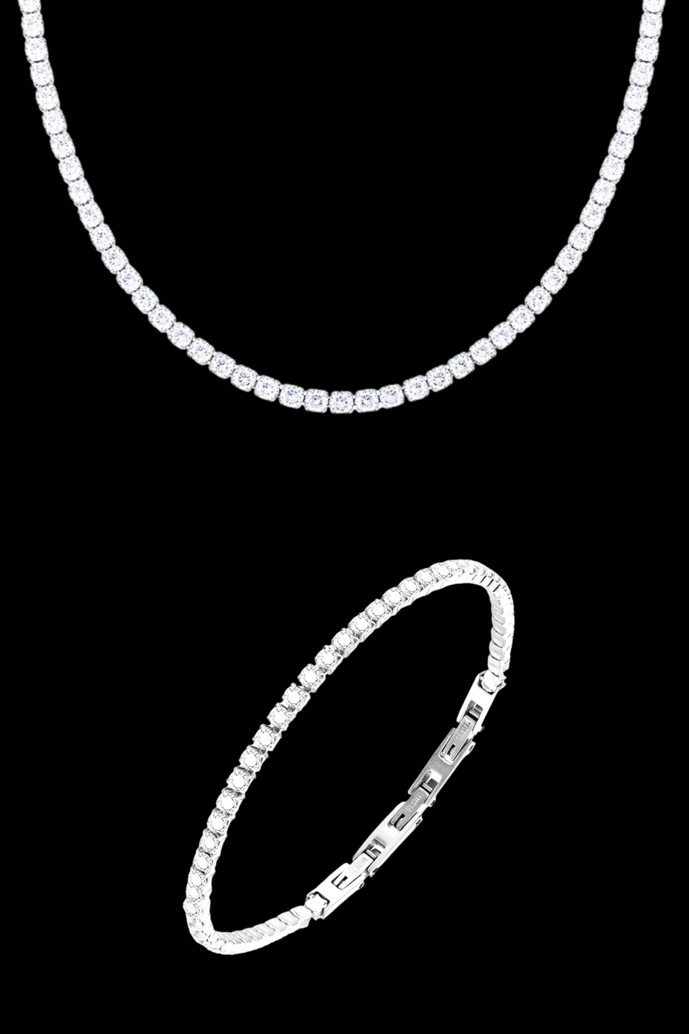 Set collana tennis + bracciale tennis regolabili